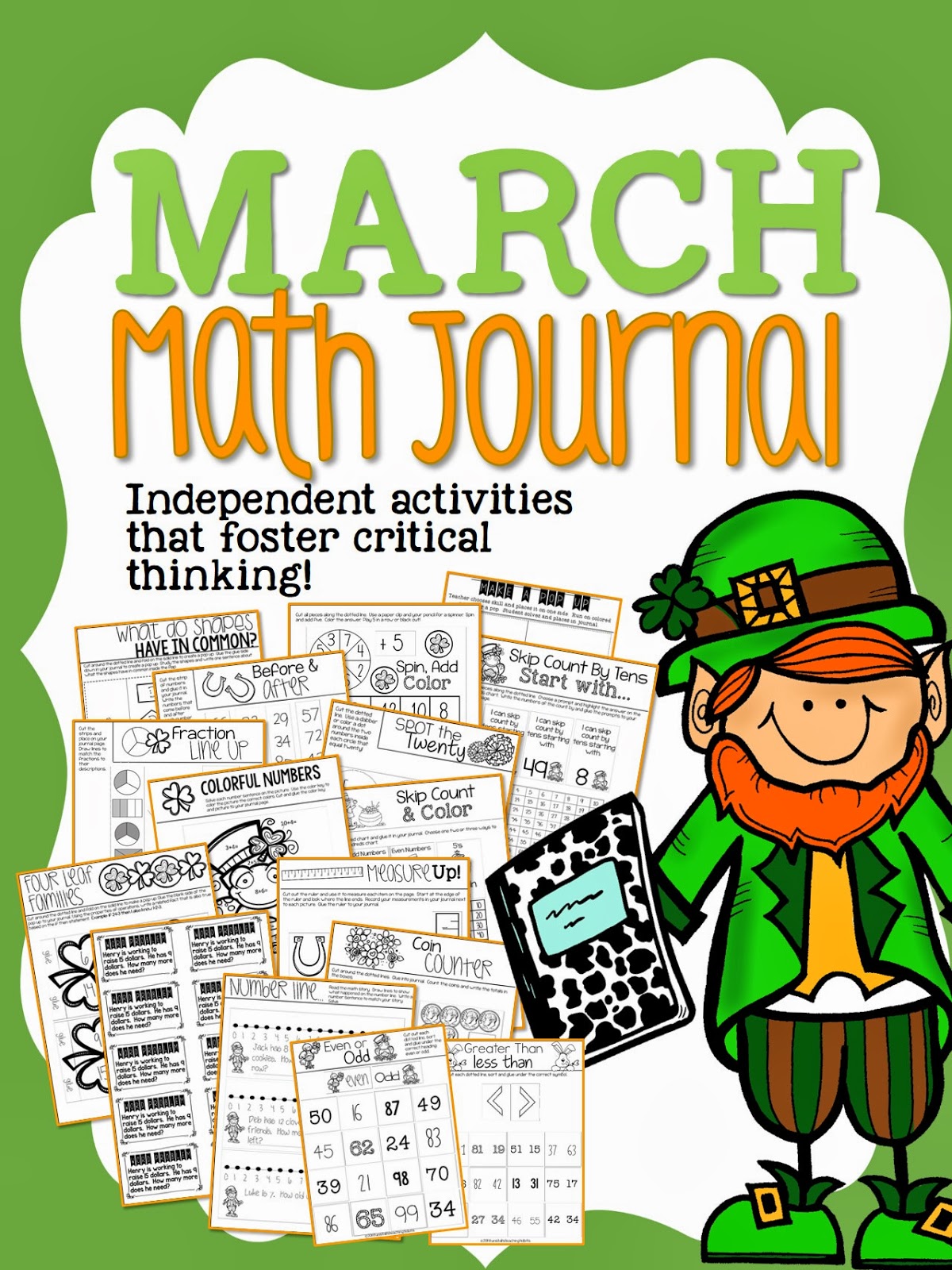 Math journaling by month.