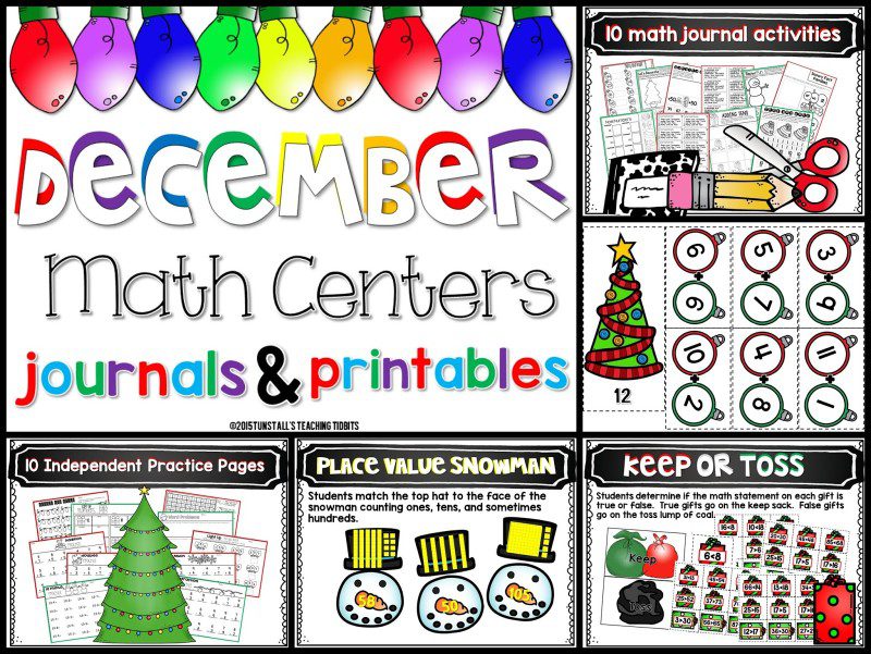 December Math Games, Journals, and Printables - Tunstall's Teaching