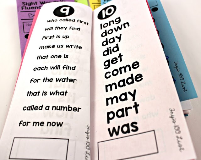 sample sight words book