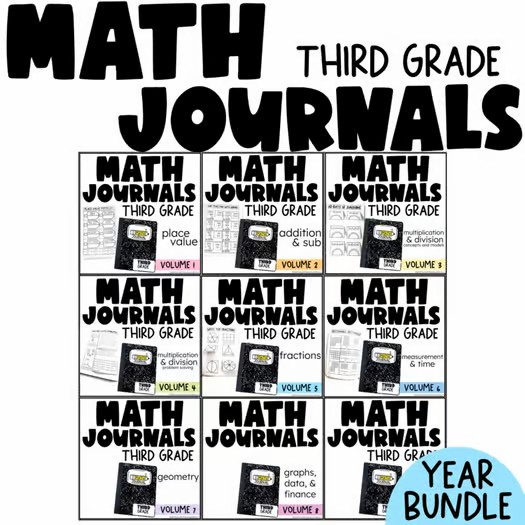third grade math journal bundle