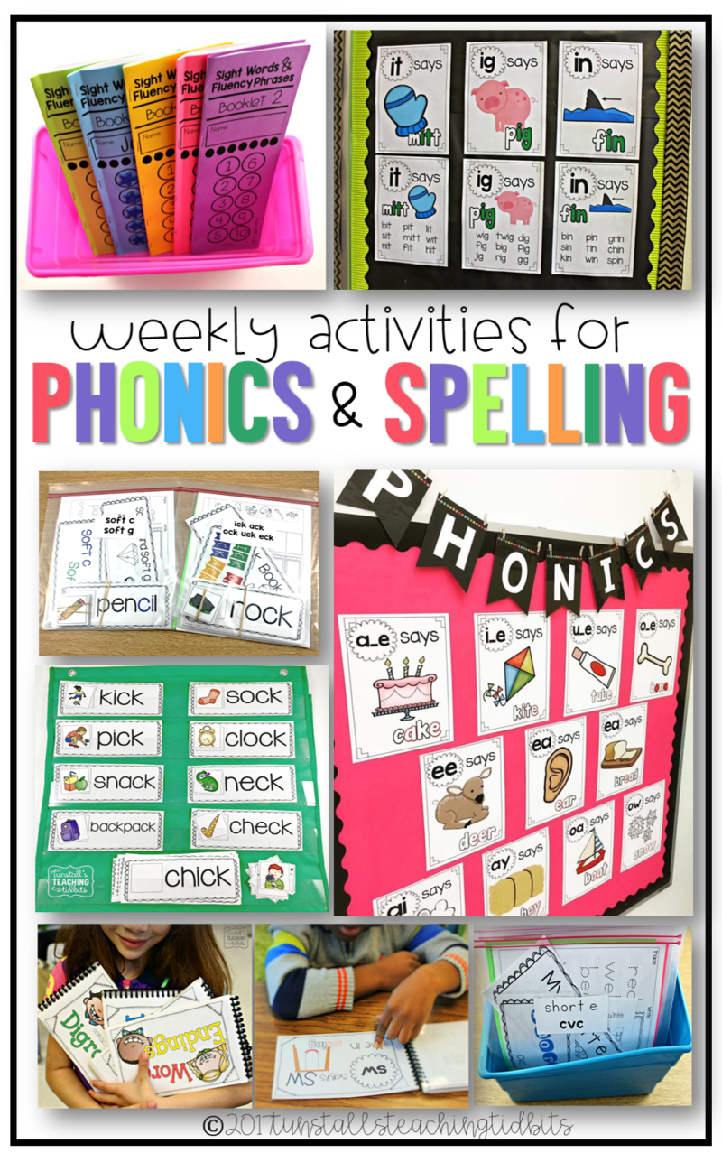weekly activities for spelling and phonics first grade kindergarten