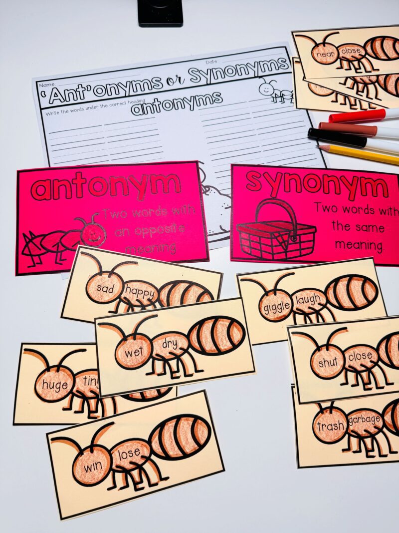 Free lit kit antonym literacy center