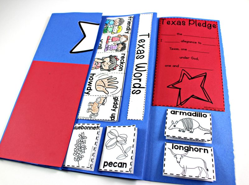 Texas Symbols and Landmarks, A keepsake book all about the state of Texas for your social studies lessons! This social studies foldable book is packed with learning activities for first grade and second grade. There's information on important Texas buildings and resources. From the Texas pledge to descriptions and pictures for the state bird, flower, mammals, and so much more. For more about social studies classroom ideas on “Texas Symbols and Landmarks” at tunstallsteachingtidbits.com