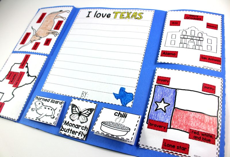 Texas Symbols and Landmarks, A keepsake book all about the state of Texas for your social studies lessons! This social studies foldable book is packed with learning activities for first grade and second grade. There's information on important Texas buildings and resources. From the Texas pledge to descriptions and pictures for the state bird, flower, mammals, and so much more. For more about social studies classroom ideas on “Texas Symbols and Landmarks” at tunstallsteachingtidbits.com