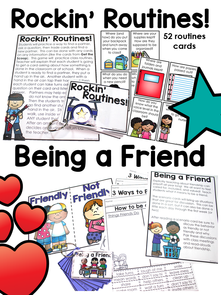 First week favorites provides 6 class meetings on setting up rules, good habits, partner play, routines, and being a friend. Create a classroom community and fill up a keepsake backpack with all of the learning! Kindergarten, first, and second grades.