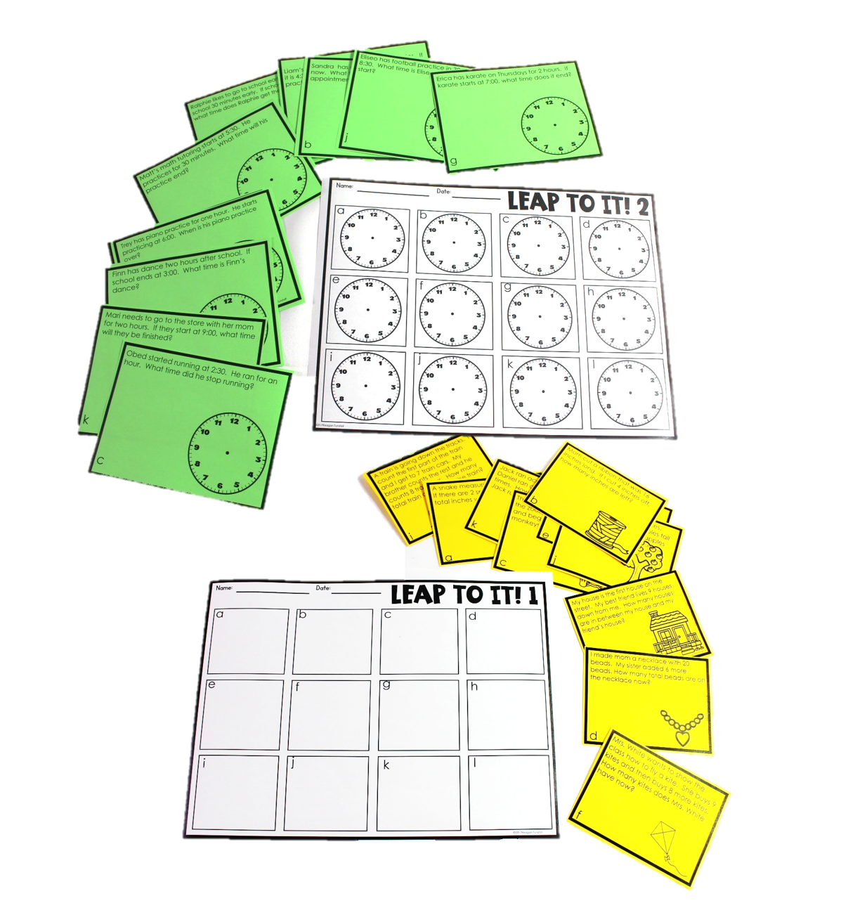 There are two task card style games in the resource as well. I personally would put these around the room and have students hopping to each card with their recording sheet. 