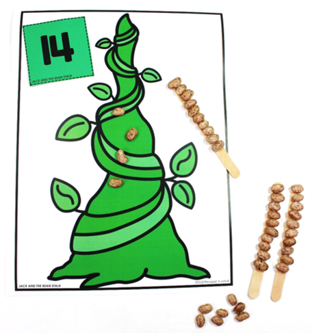 Jack and the Beanstalk math mat counting ten and more numbers