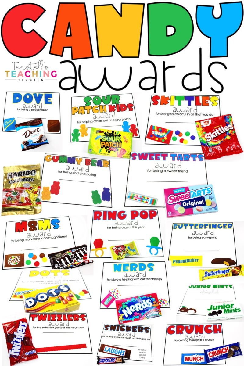 Editable Candy Awards Tunstall's Teaching