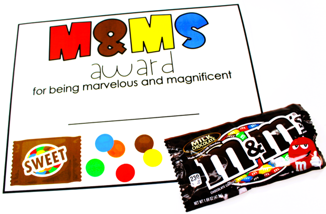 M&Ms editable candy awards
