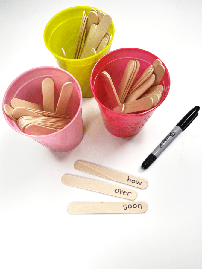 sight word sticks cups