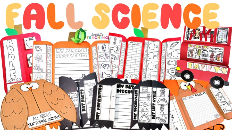 fall science lapbooks apple, pumpkin, fire safety, bat, owl, turkey tunstall's teaching