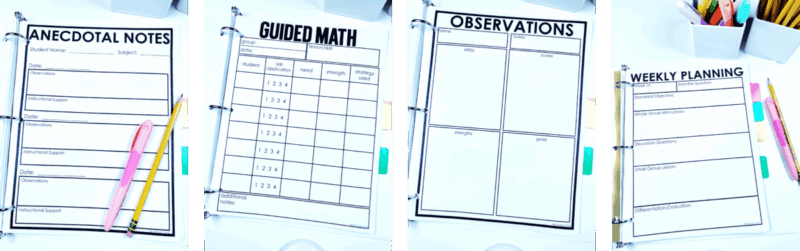 guided math planning binder used to track small group instruction and student progress