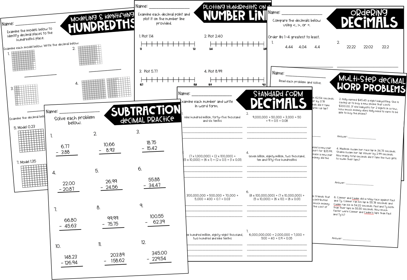 Skill pages for fifth grade. 