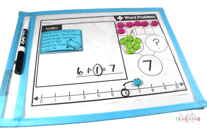 Kindergarten addition word problem math mat