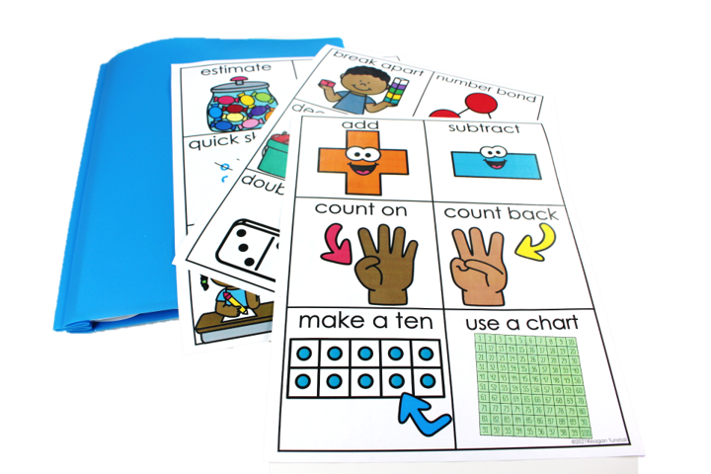 math strategy visuals for independent practice with addition and subtraction