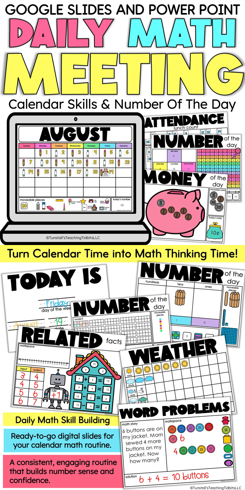 Digital Daily Math Meeting for Google Slides and PowerPoint