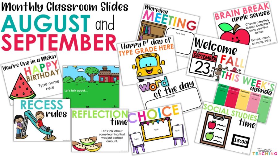 Monthly Classroom Slides For Teaching