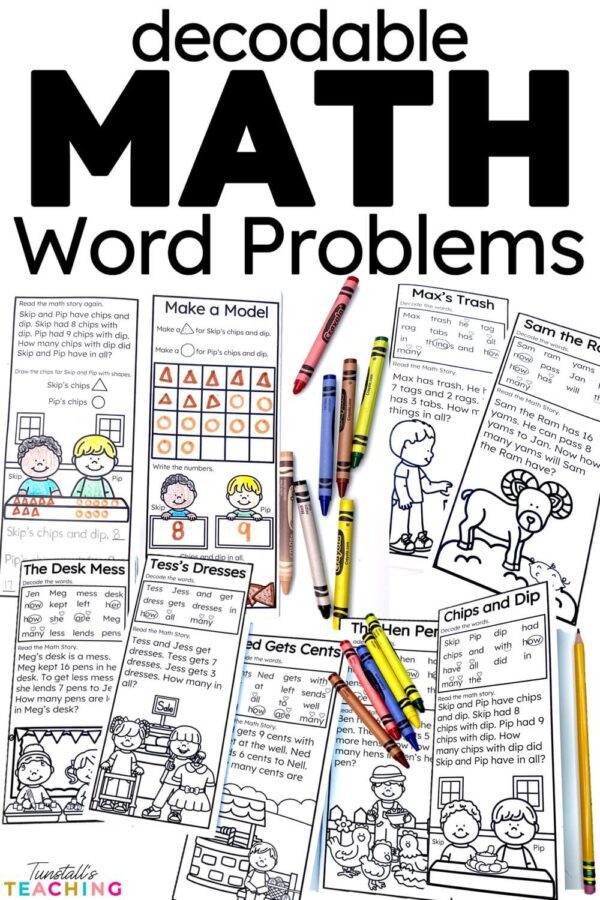 trifold math decodable word problems short vowels