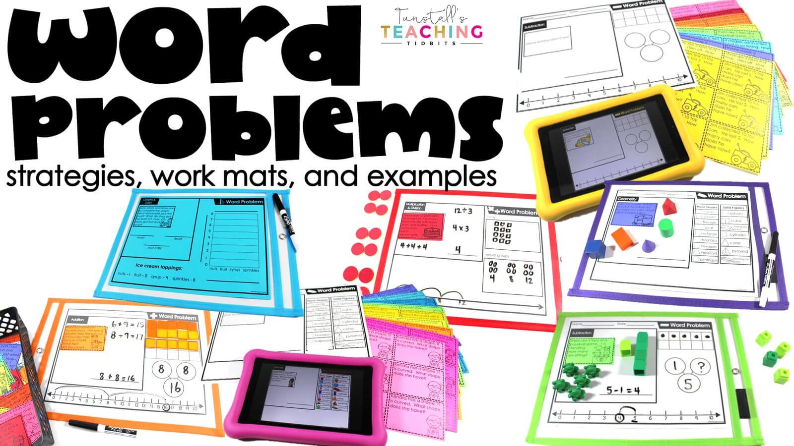 word problems strategies and work mats blog post on Tunstall's Teaching