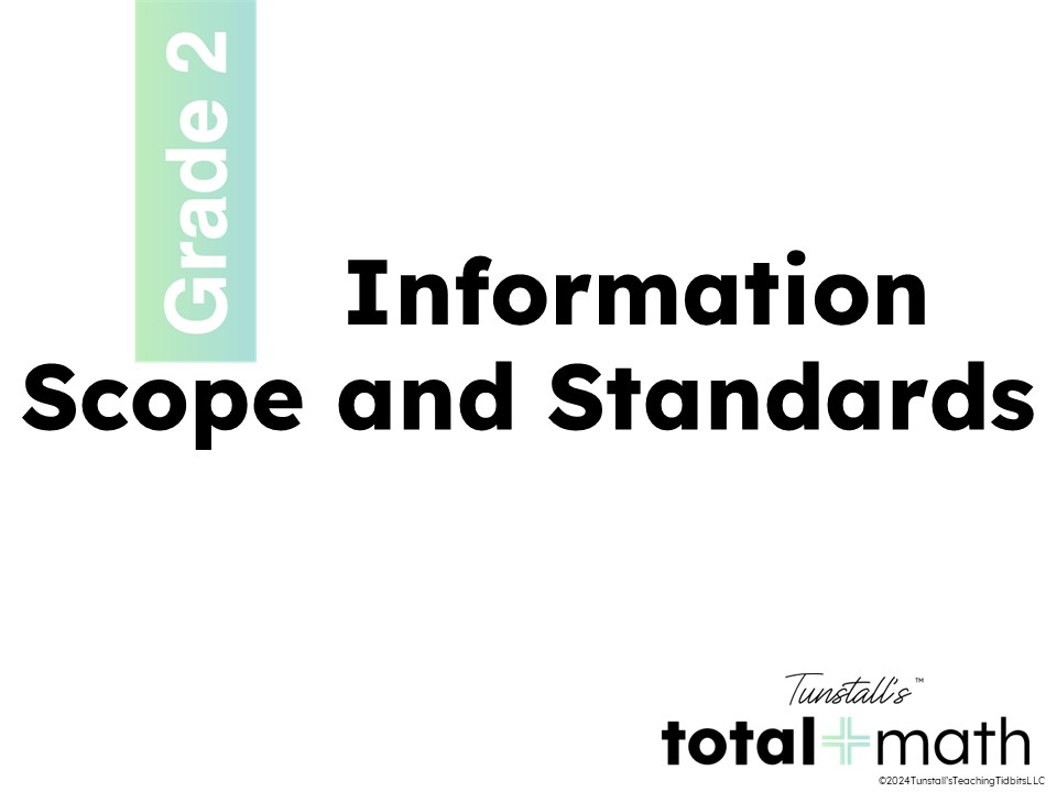information, scope, and standards document cover for second grade total math