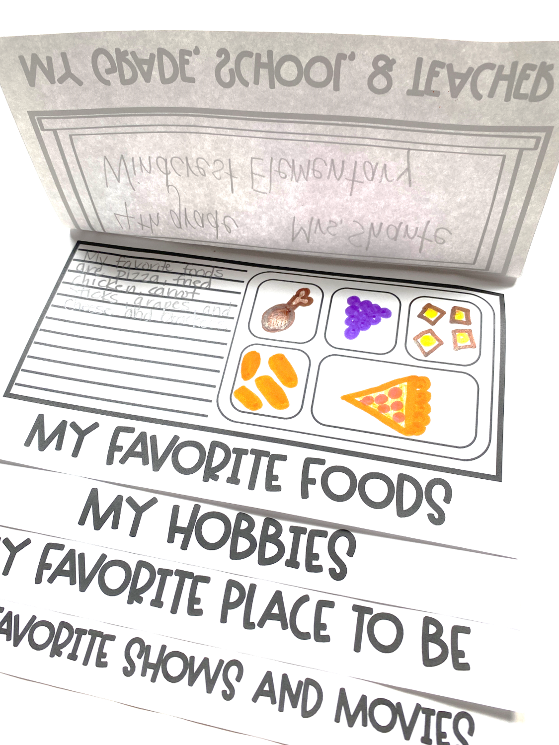 All About Me Get to Know Me Back to School Flip Book