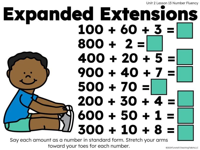 number fluency slide with expanded notation.