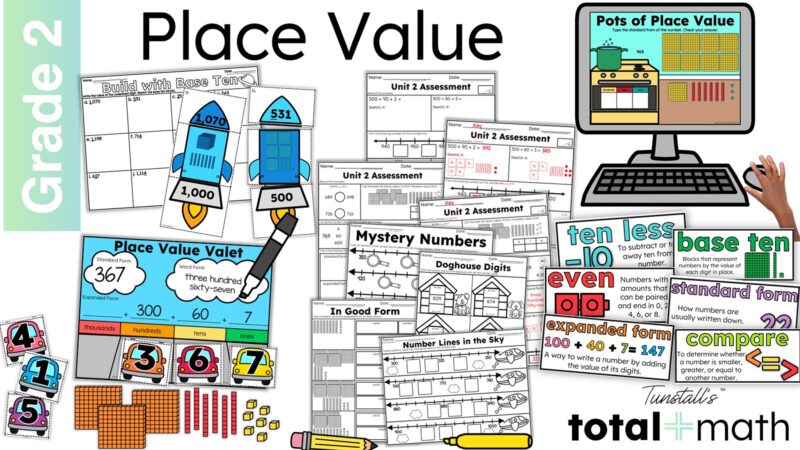 place value activities for teachers and students in second grade