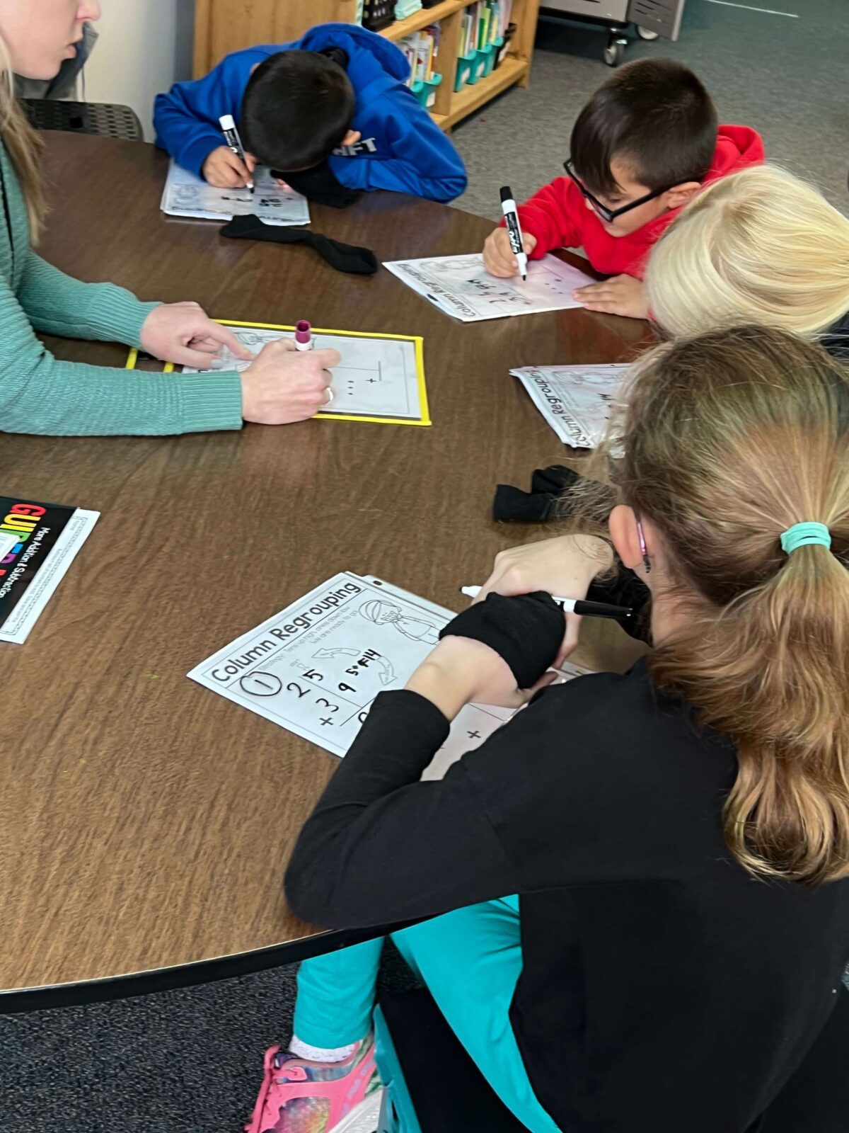 Students at different math stations