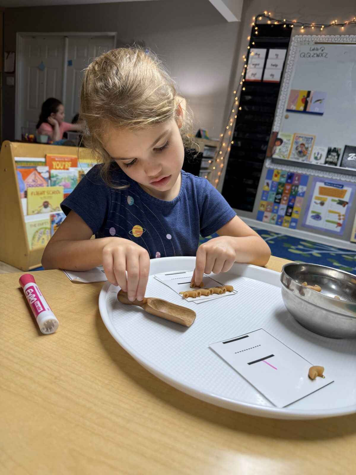 Building numeral noodles math activity. Counting sets for number sense. Writing the Numeral.