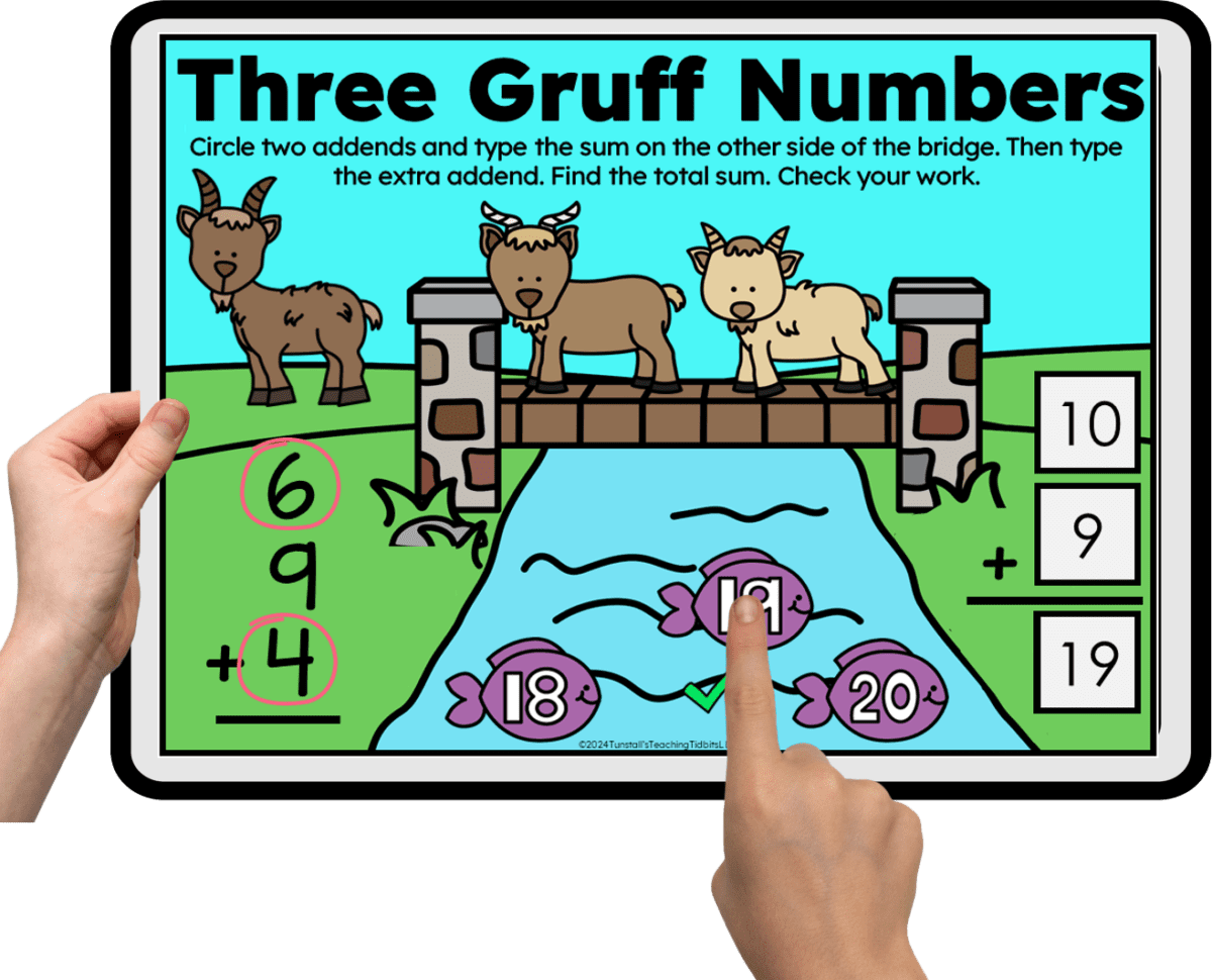 math on technology fluency game adding three numbers second grade.