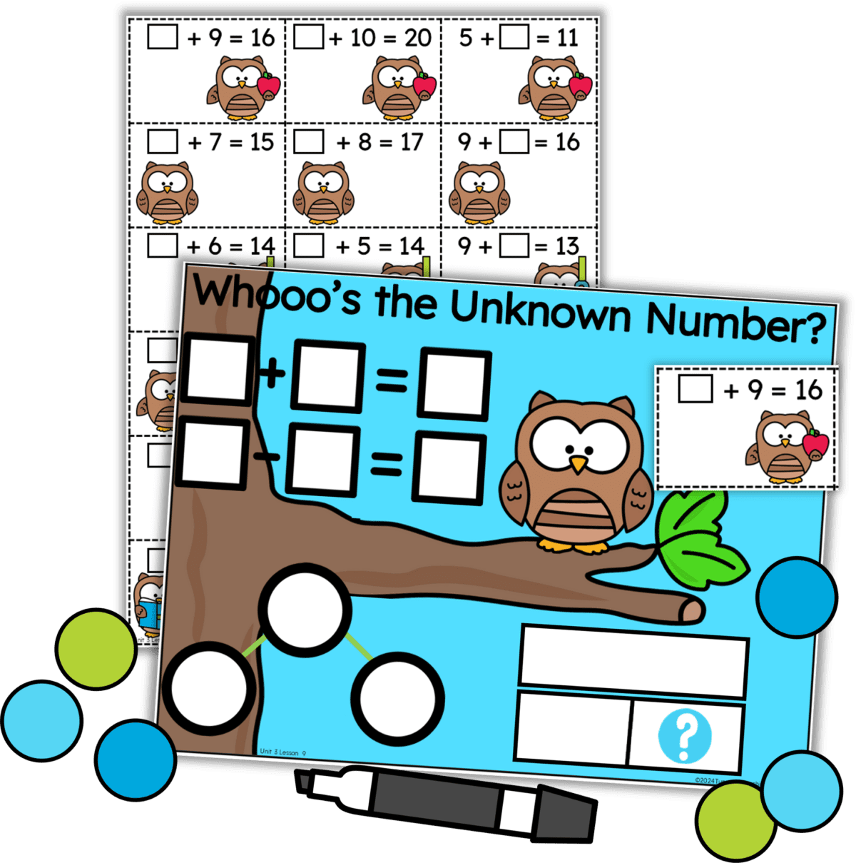 teacher table activity for unknown numbers. 