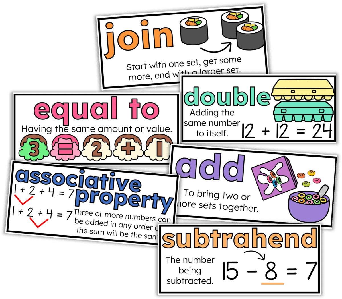 math vocabulary for addition and subtraction within 20