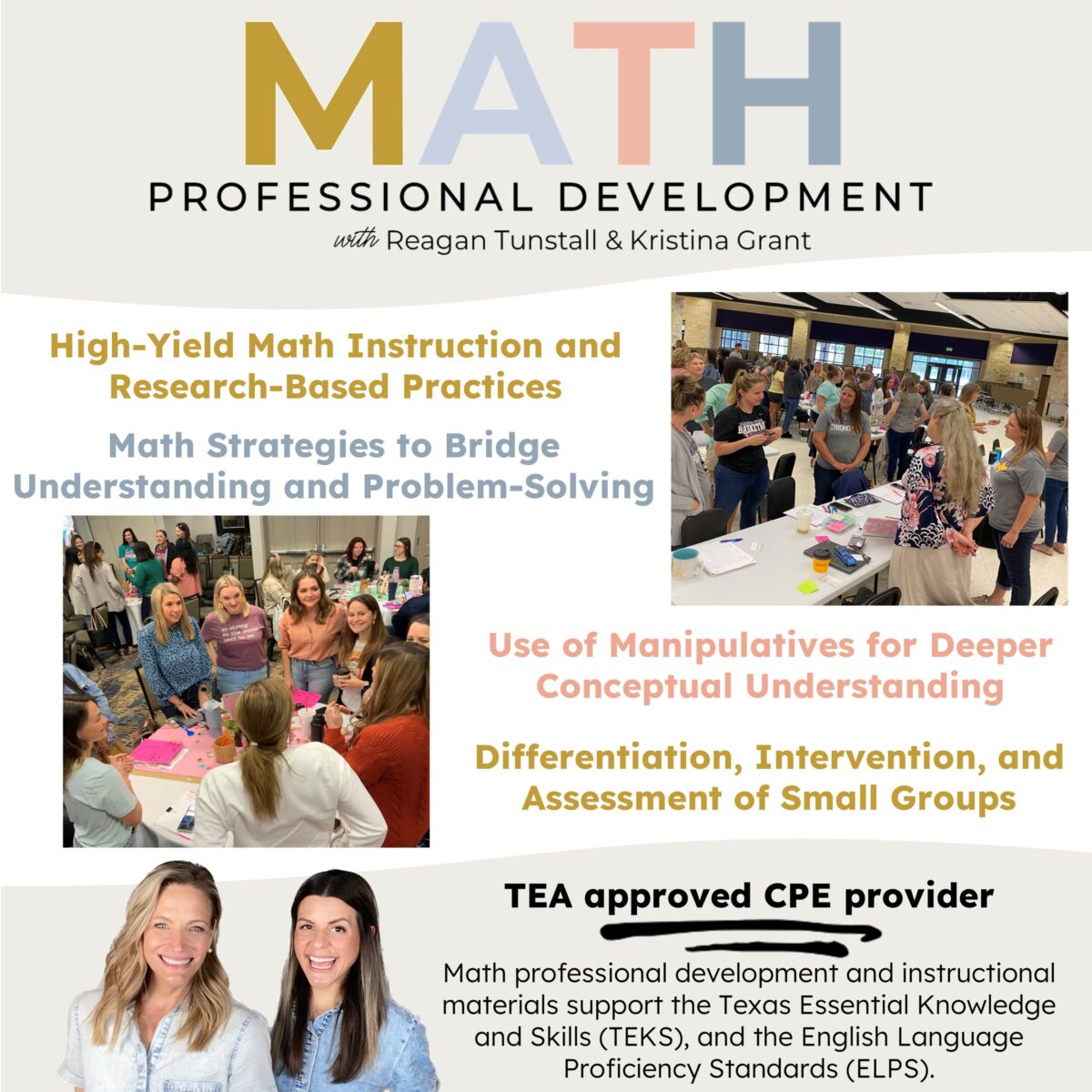 Math professional development TEA approved CPE provider Guided Math Total Math