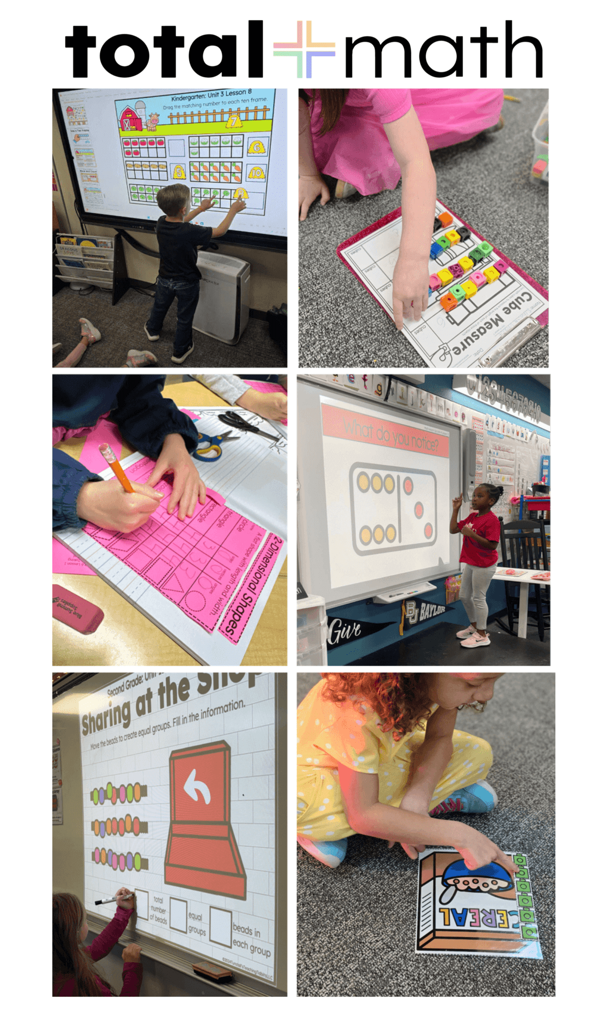 Total Math Lessons shown in six pictures