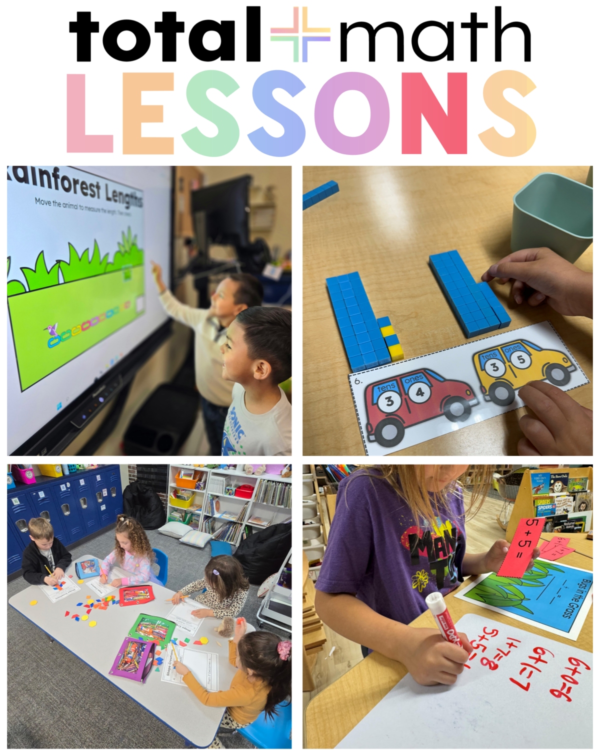 Students doing math lessons in classrooms