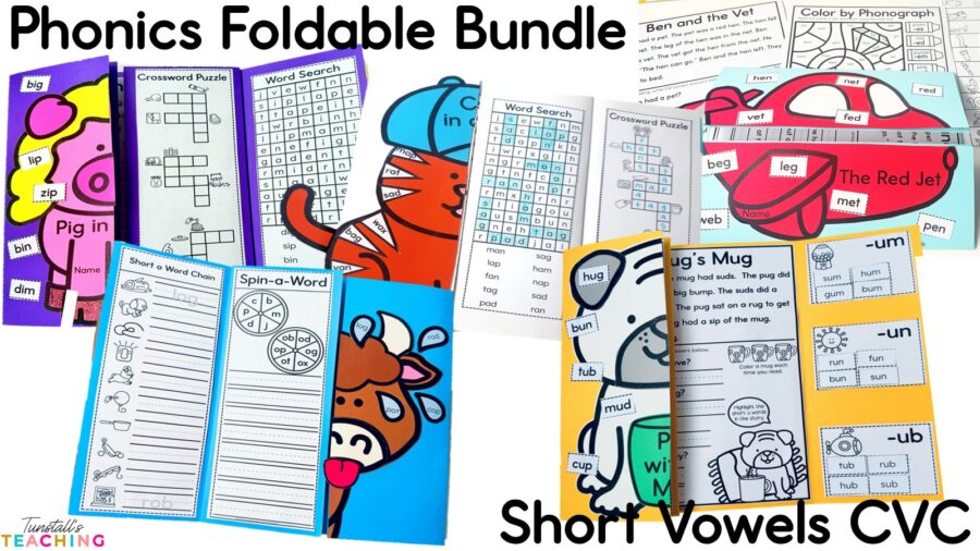 Short Vowel CVC Phonics Foldable Crafts & Decodable Passages