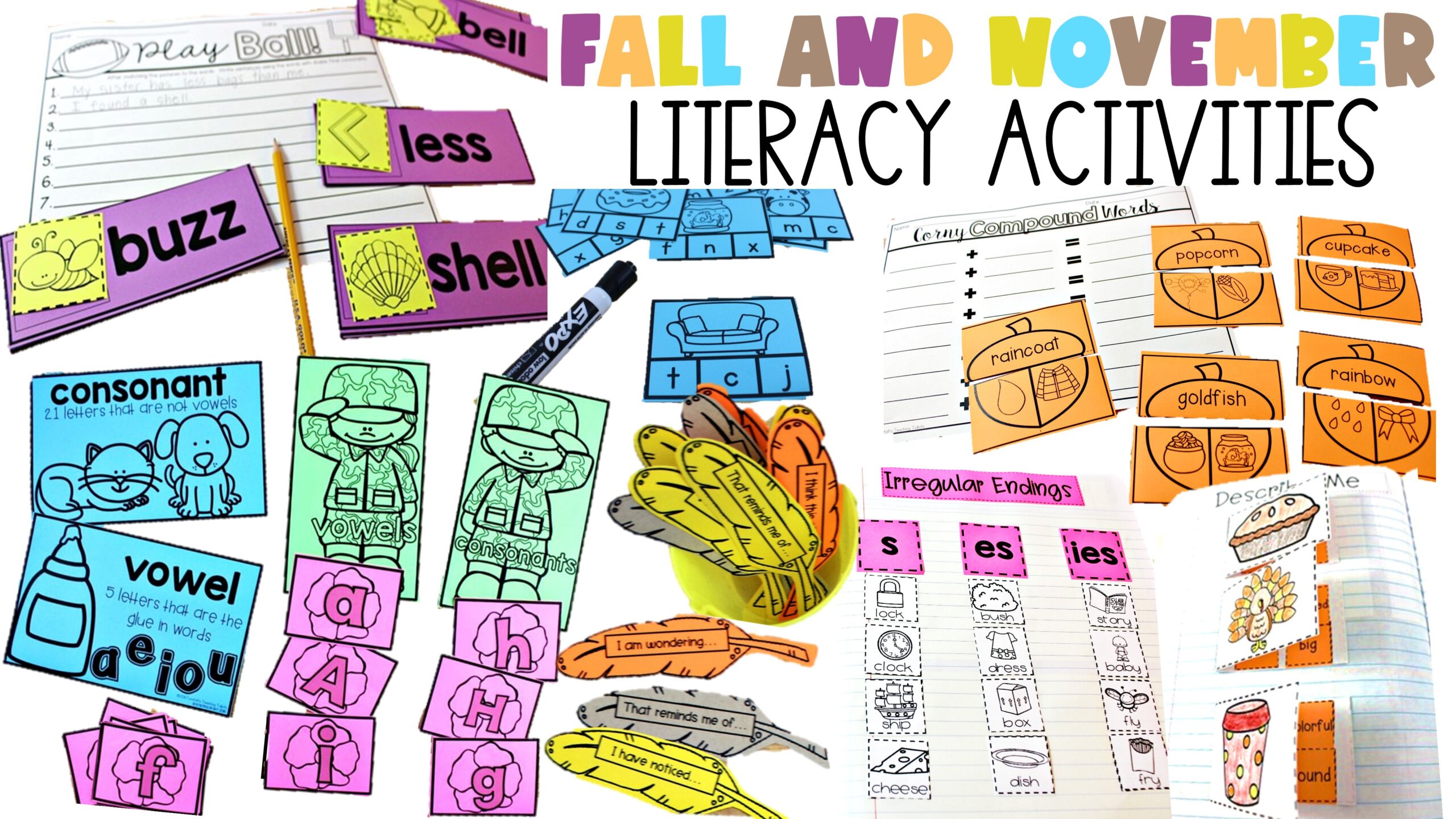 Fall and November Literacy Activities for K-2