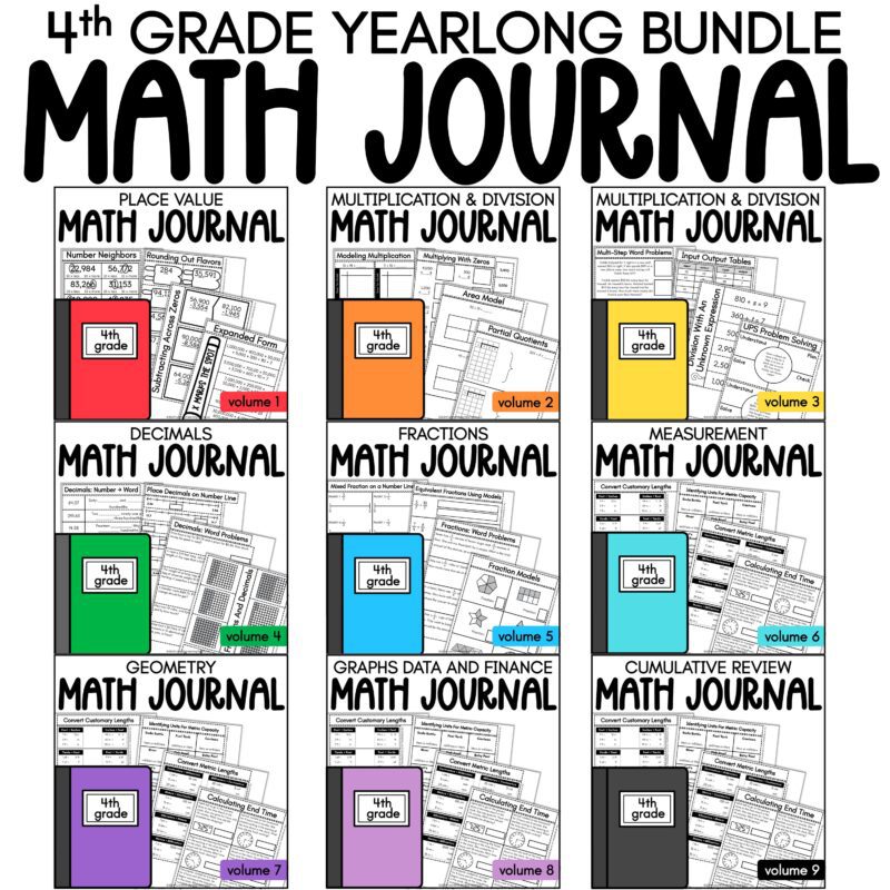 fourth grade yearlong bundle math journals