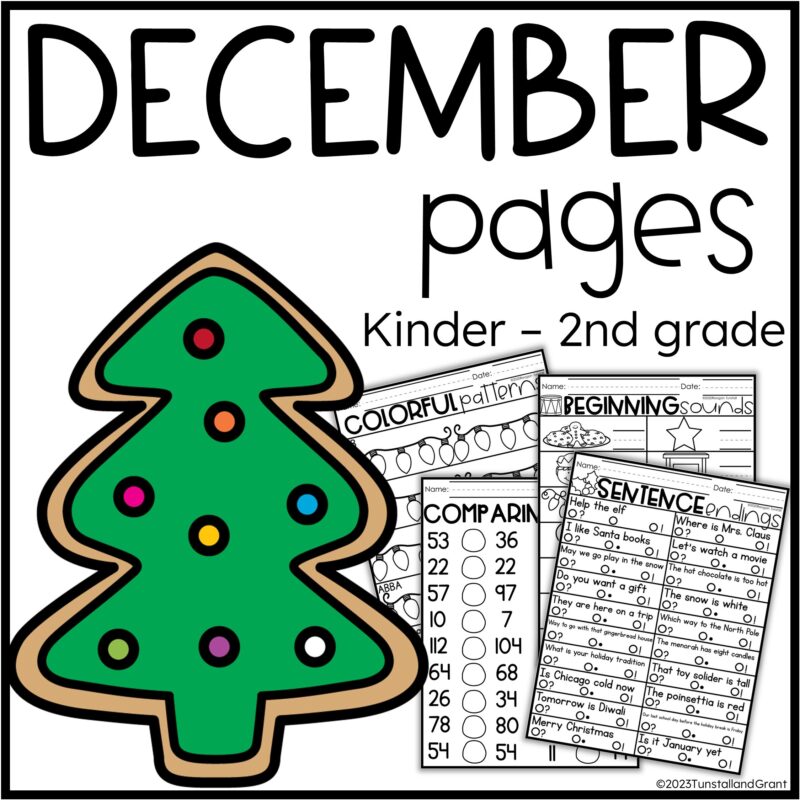 K-2 December Pages. 48 math and literacy skill pages