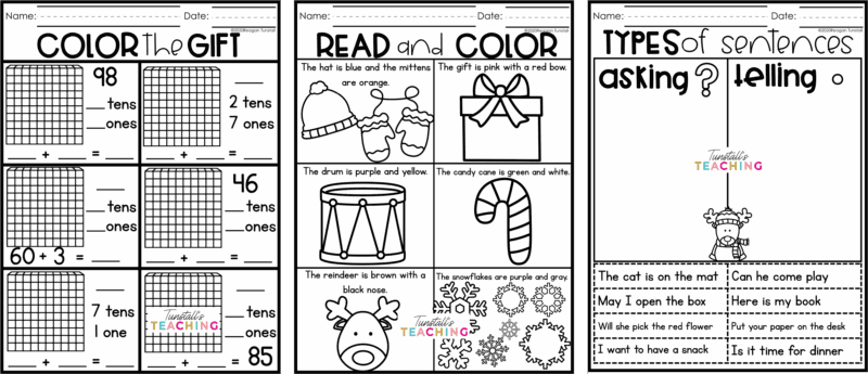 December Practice Pages for K-2 Free Samples