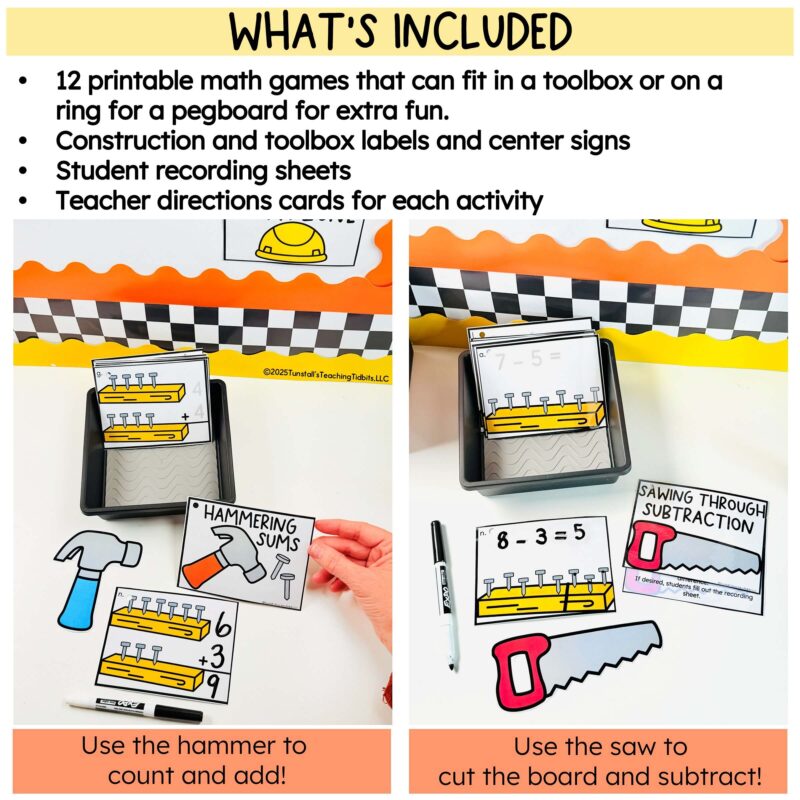 12 construction themed math activities to build fluency