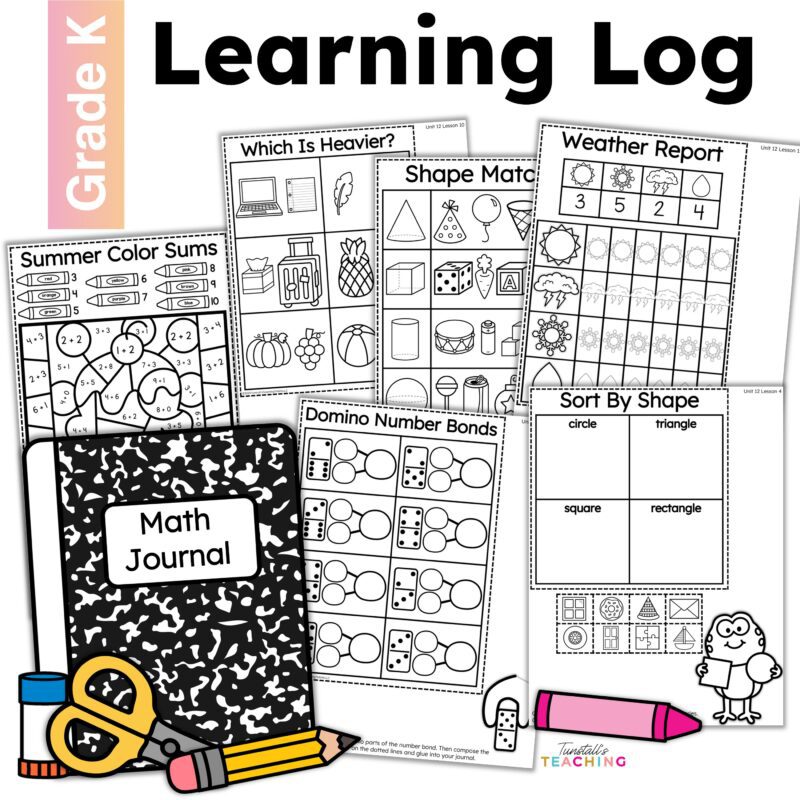 kindergarten assortment of math journal entries