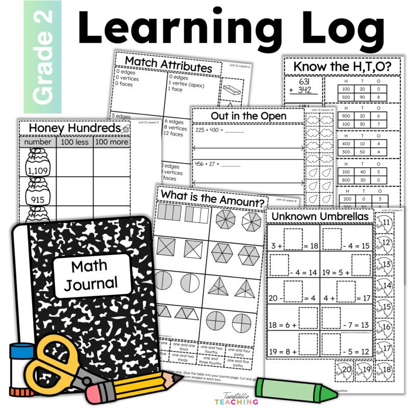 Assortment of Second Grade Learning Log Entries