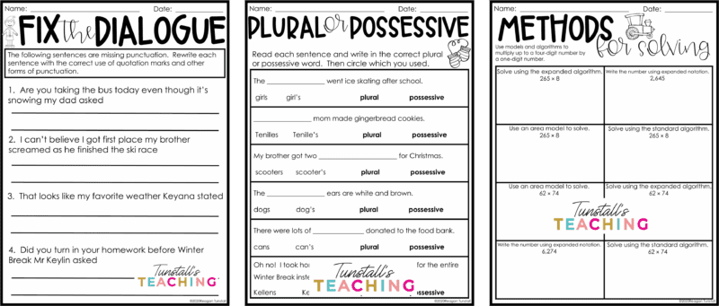 december pages for 3-5