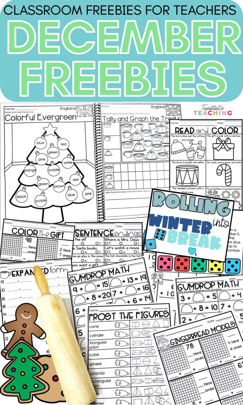 Roundup of free december printables including december themes, gingerbread, dice games, and holidays around the world