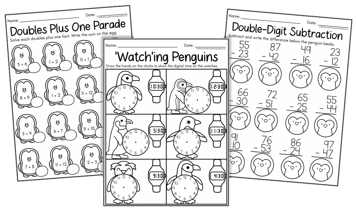 Peguin Math Pdf Book Penguin Math and Literacy Printables for January