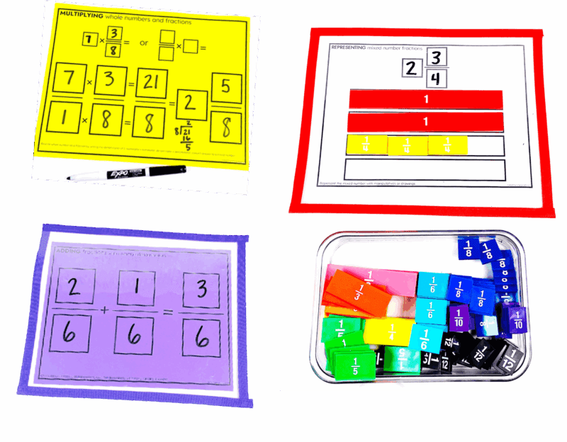 fraction math mats write and wipe work mats for dry erase and fraction math tools