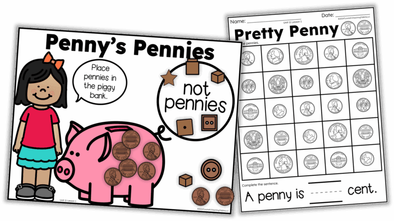 Penny's Pennies Example coins money and finance activities for kindergarten