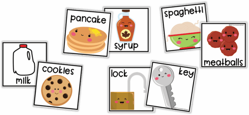 Partner pairing cards with matching items used to support collaborative learning