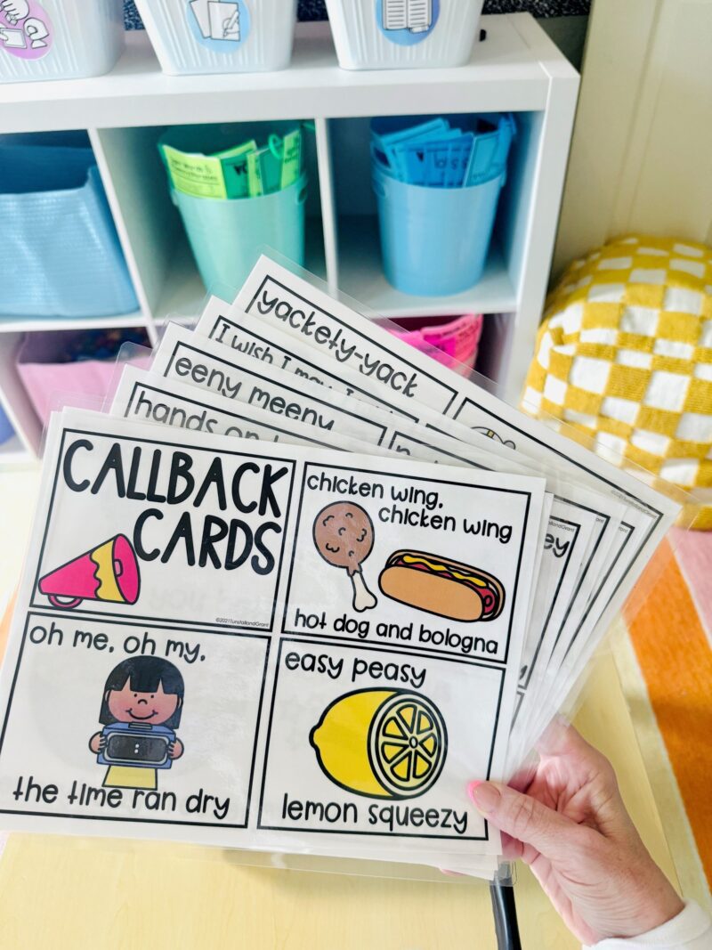 Stack of classroom callback cards used to gain student attention during lessons